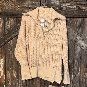 Simply Southern Cream Quarter Zip Sweater